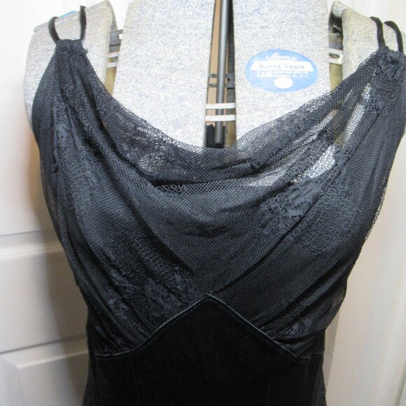 Blacklist Lip Service Satin & Lace Vintage Gown Retro Maxi Dress Goth 20s 30s - Picture 2 of 16